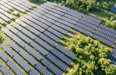The Solar panels on the lawn
